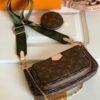 Louis Vuittion Multi Pochette Sling Bag Premium Quality Brown With Box & Dust Bag & Sling Belt & Sling Chain & Coin Pouch
