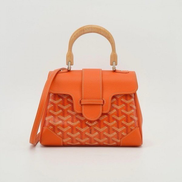 Goyard Orange Goyardine Coated Canvas and Leather Mini Saigon Top Handle Bag (LB)