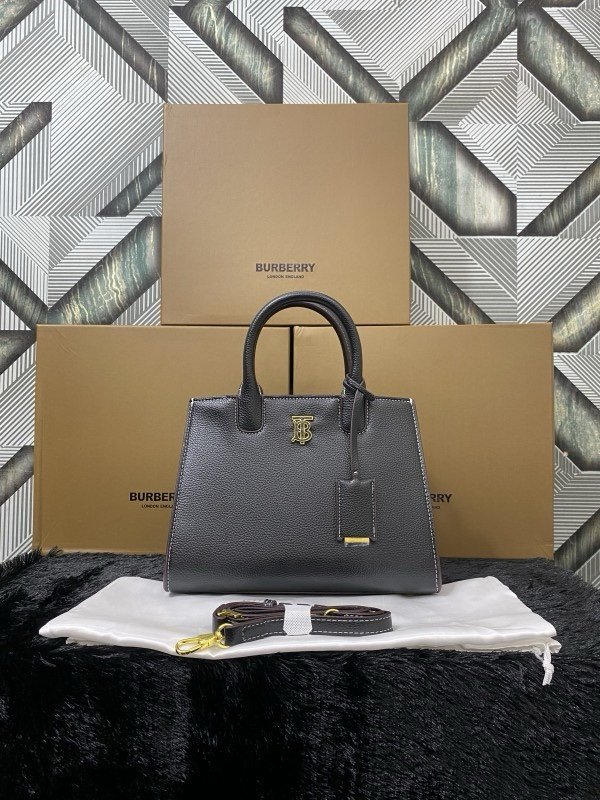 Burberry Frances Medium Satchel Bag With OG Box & Dust Bag BUR6268 Black