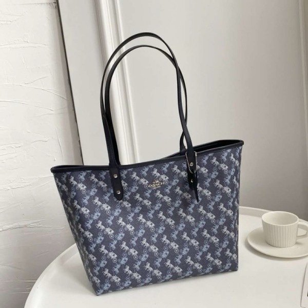 Coach Signature City Tote Bag With OG Box & Dust Bag (Printed_Blue-845)(BSB)