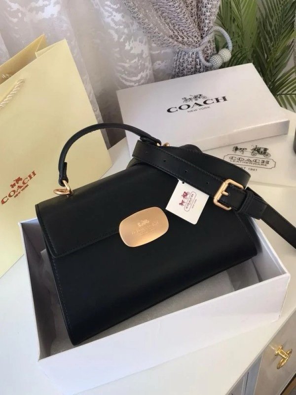 Coach Eliza Top Handle Premium Crossbody Bag With OG Magnetic Gift Box & Dust Bag (Black-911)(BSB)