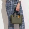 Coach Willow Leather Tote 24 In Colorblock Olive Green With Shoulder Strap & Dust Bag 8561(LB)