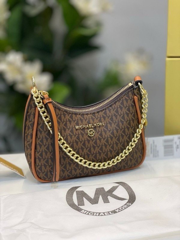 Michael Kors MK Jet Set Charm Small Logo Pochette With OG Box (5575_Coffee_Brown)(LB)