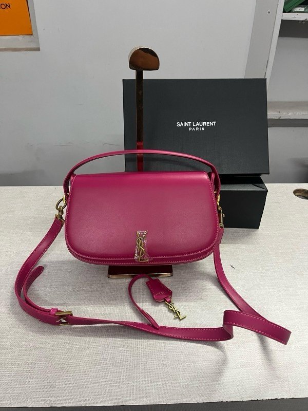 YSL Saint Laurent Voltaire Leather Shoulder Bag With OG Box & Dust Bag (Y168 Plum)