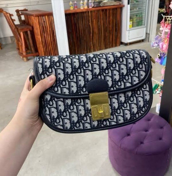 Christian Dior Oblique Monogram Bag With Bill OG Box & Dust Bag 78806 Black(LB)