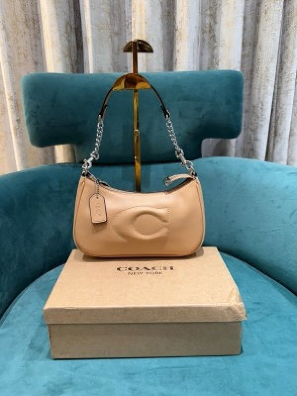 Coach GB Teri Shoulder Bag With Signature Quilting With OG Box & Dust Bag (CA548_Beige)(LB)