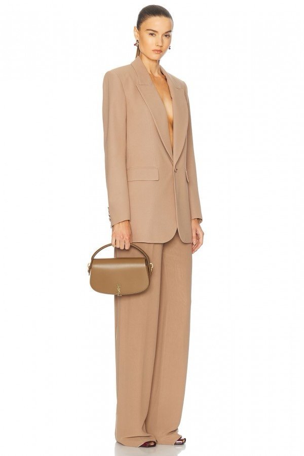 YSL Saint Laurent Voltaire Leather Shoulder Bag With OG Box & Dust Bag (Y168 Brown)(LB)