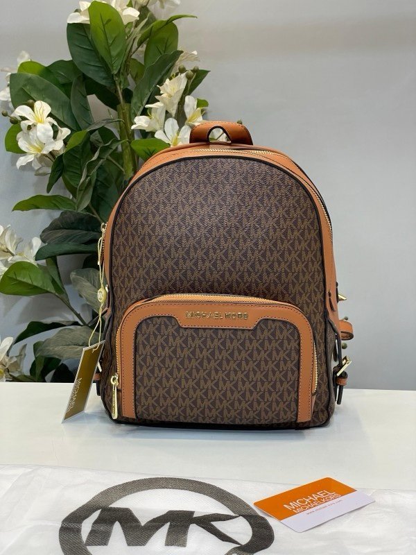 Michael Kors Double Zipper Backpack With Dust Bag (22M07-Coffee_Brown)(LB)