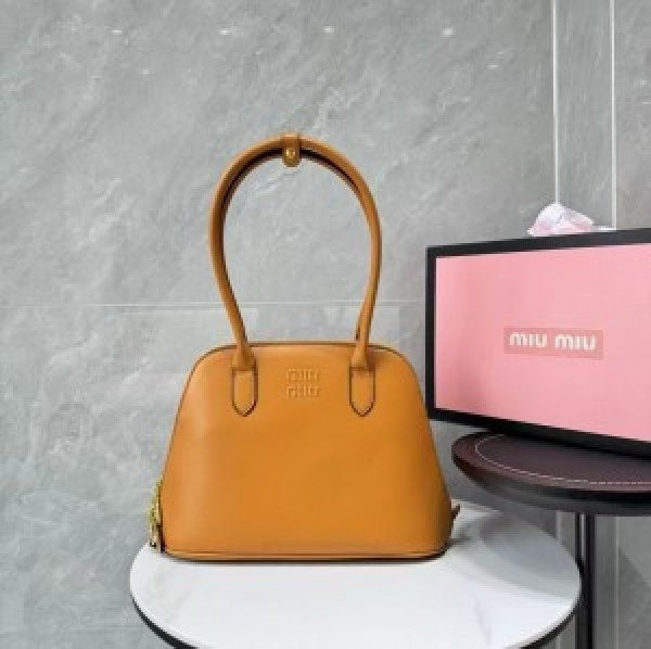Miu Miu Embossed-Logo Medium Tote Bag With Dust Bag (3005 Brown)(LB)