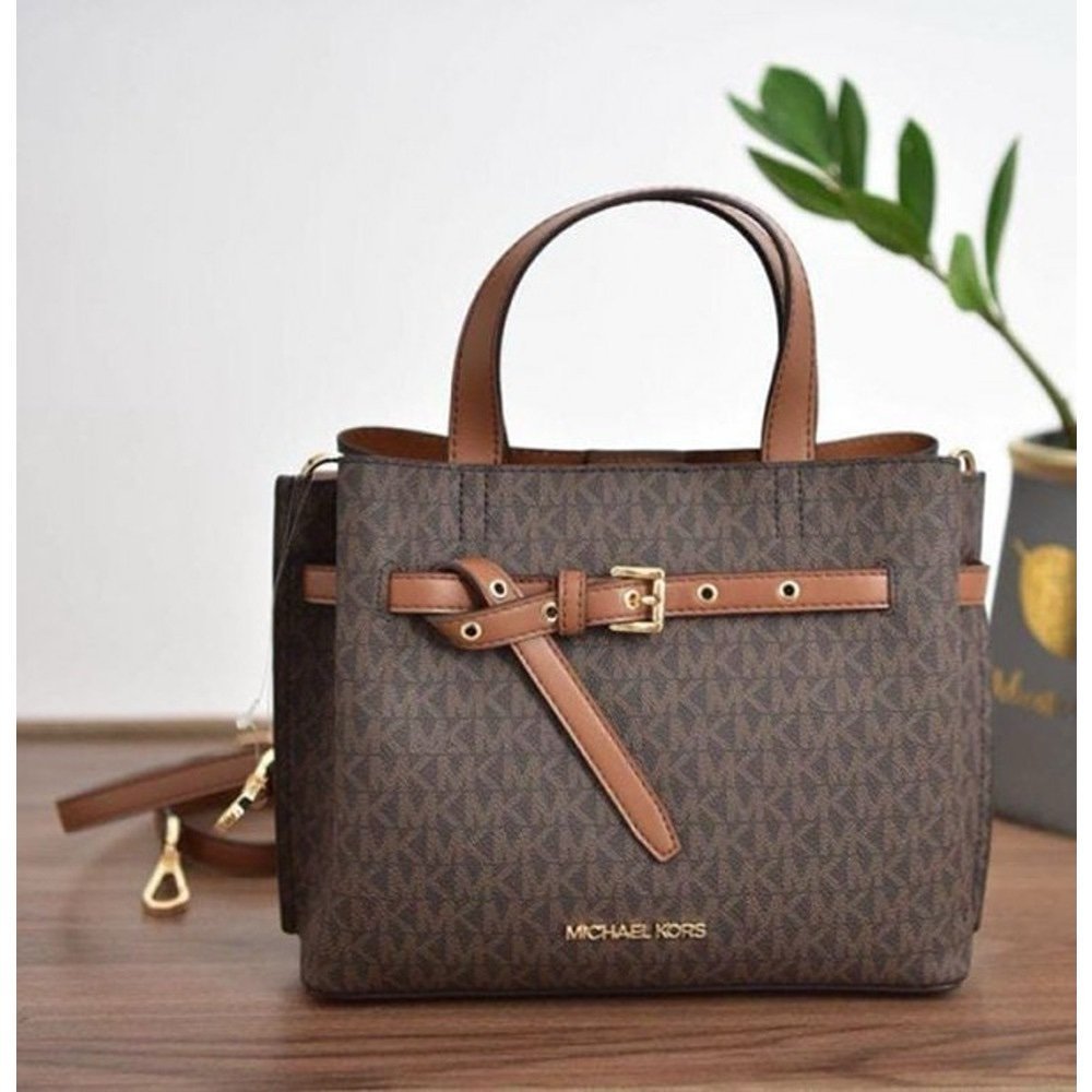 Michael Kors Emilia Logo-print Triple Compartment Satchel in Brown
