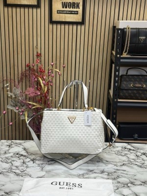 Guess Lisbet Premium Handbag With Dust Bag (White)(MT)