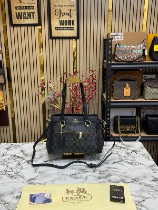 Coach Womens Signature Canvas Kailey Carryall Handbag With DustBag (C506-BLACK)(MT)