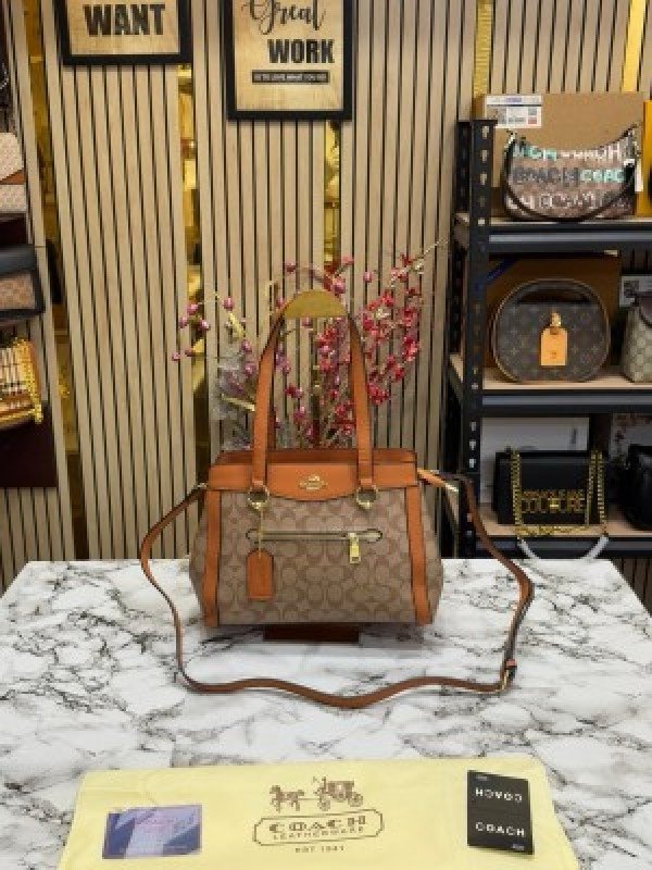 Coach Womens Signature Canvas Kailey Carryall Handbag With DustBag (C506-APRICOT_BROWN)(MT)