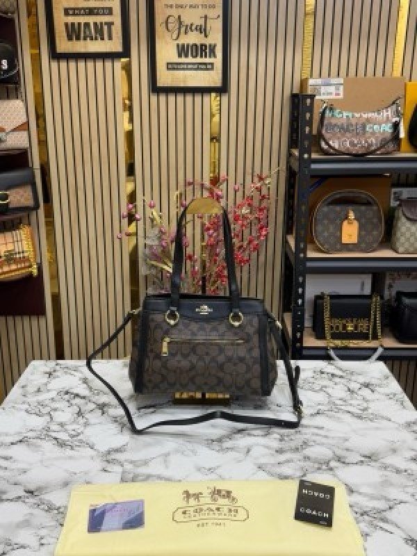 Coach Womens Signature Canvas Kailey Carryall Handbag With DustBag (C506-COFFEE_BLACK)(MT)