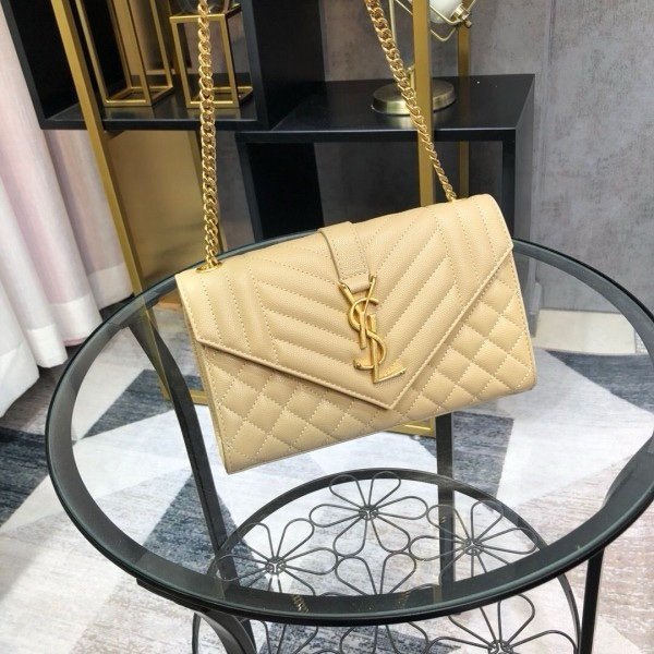 YSL Saint Laurent Womens Brown Envelope small Shoulder Bag with box 224(BR)