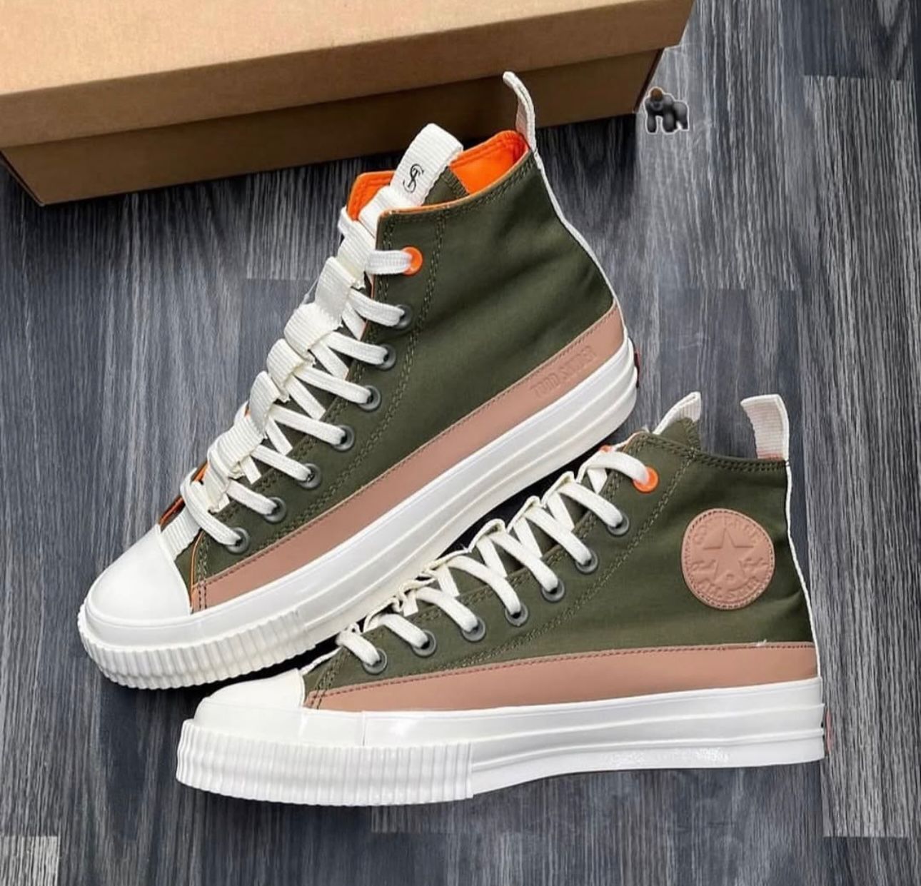 CNVRS CHUCK TYLOR HIGH TODD SNYDER REBEL PREP ALL STAR LIFT [OLIVE / PEACH / WHITE] 2708025