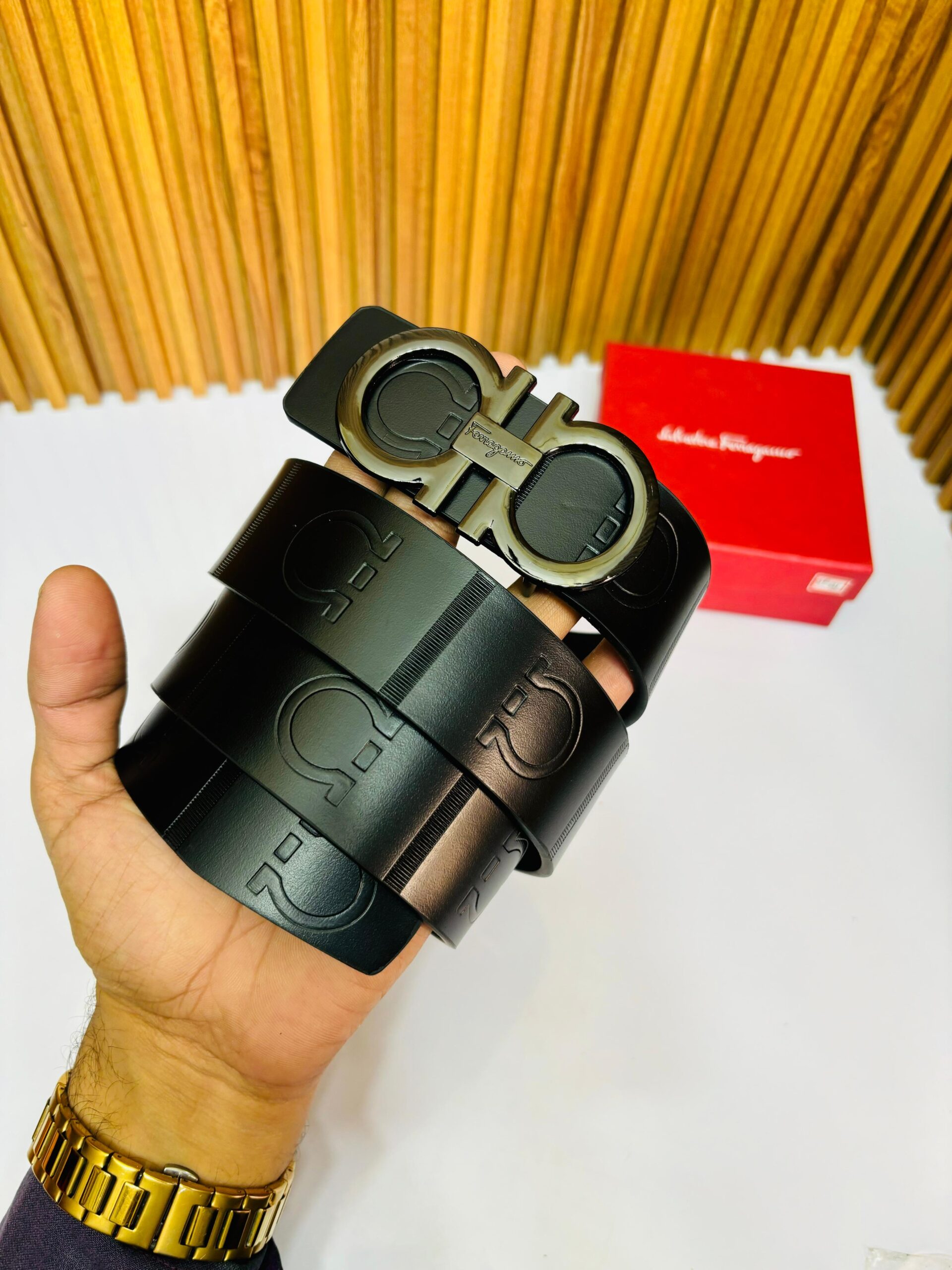 SAL FRGM PRINTED PREMIUM QUALITY BELT [BLACK MATT] 1609025