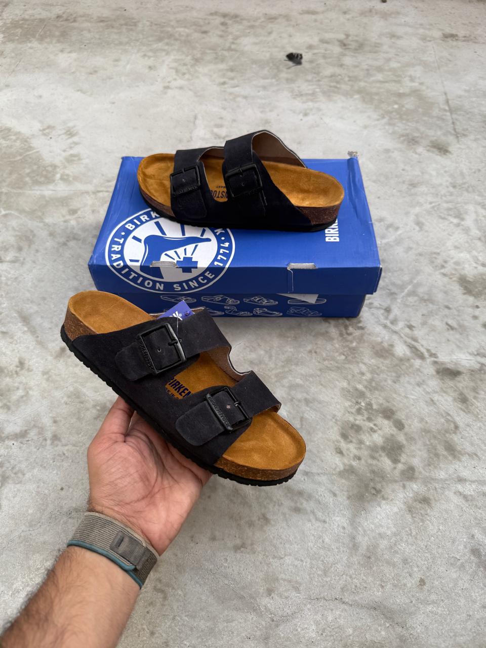 BRKNSK ARIZON LEATHER SANDLE [BLACK / BROWN] 1510025