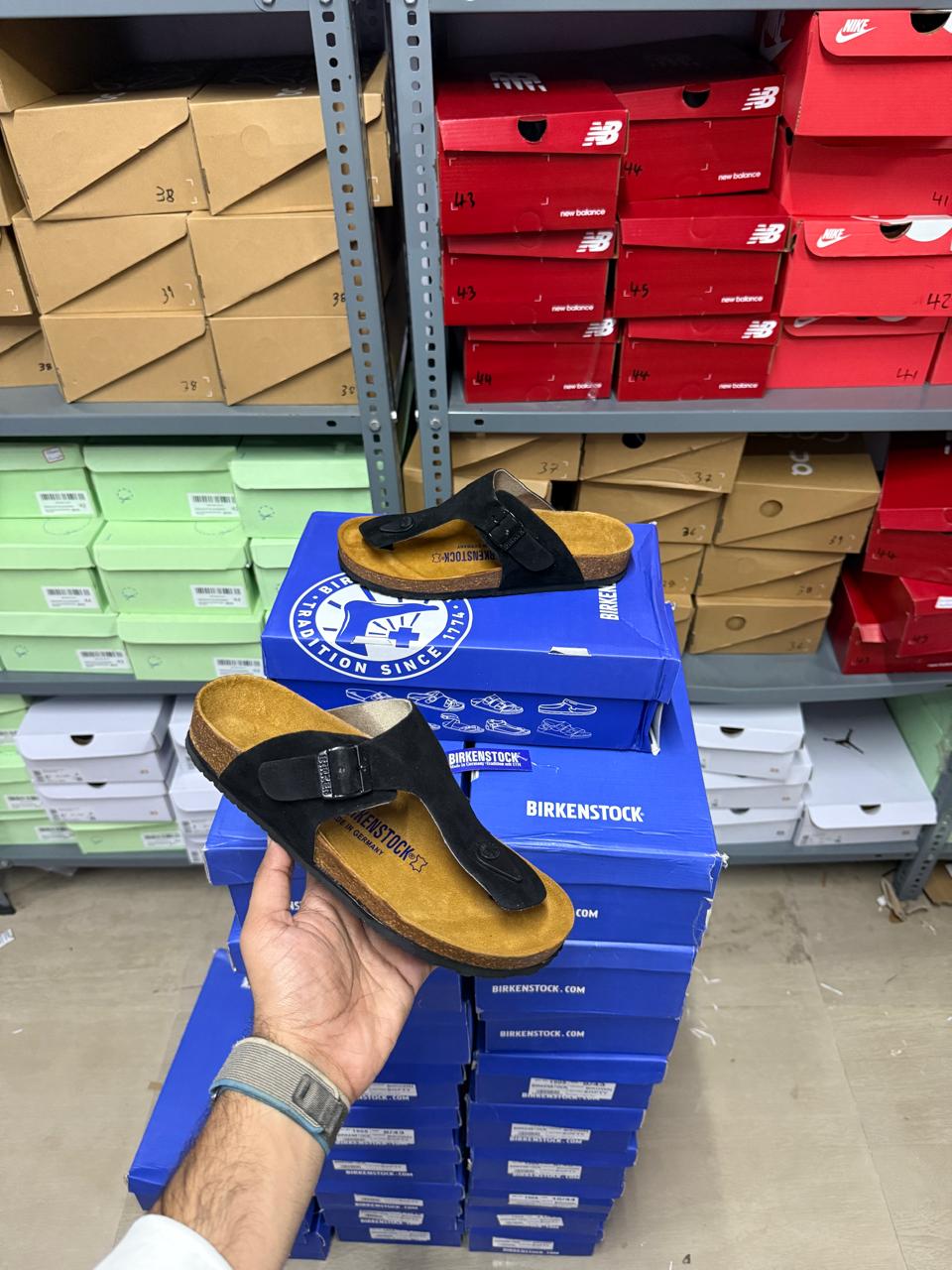 BRKNSK ARIZON LEATHER SANDLE [BLACK / TAN] 1510025