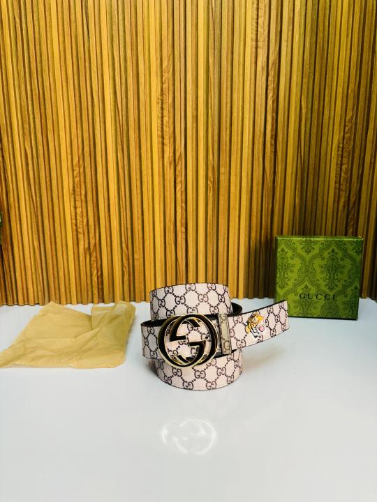 GC TIGER PRINT PREMIUM QUALITY BELT [WHITE / GOLDEN] 1311025