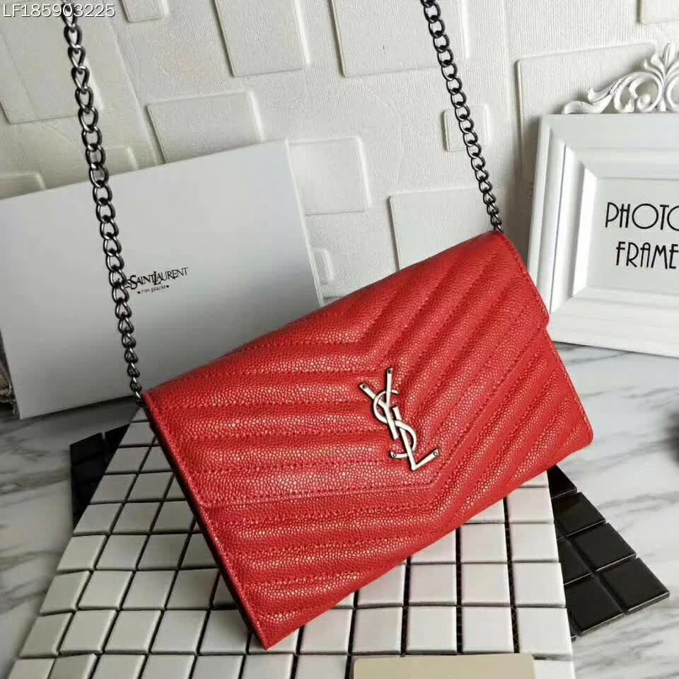 YS L ENVELOPE SHOULDER BAGS [RED / SILVER] 2511025