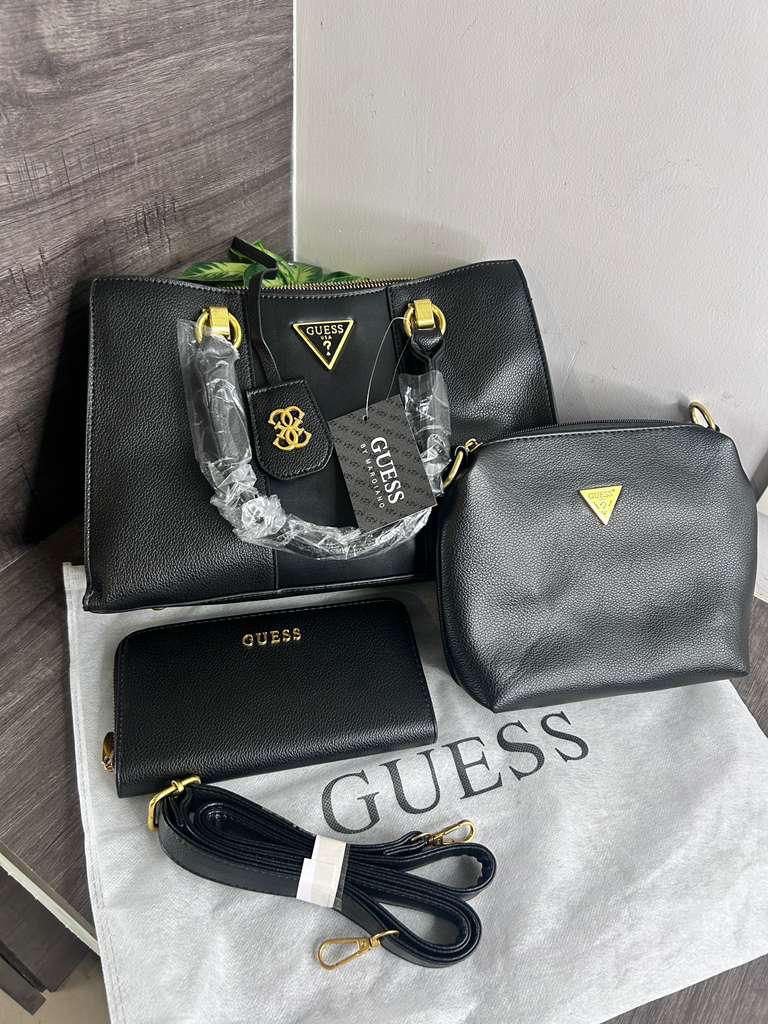 GUES STYLISH 3 PCS COMBO HAND BAG SET [BLACK] 0511025