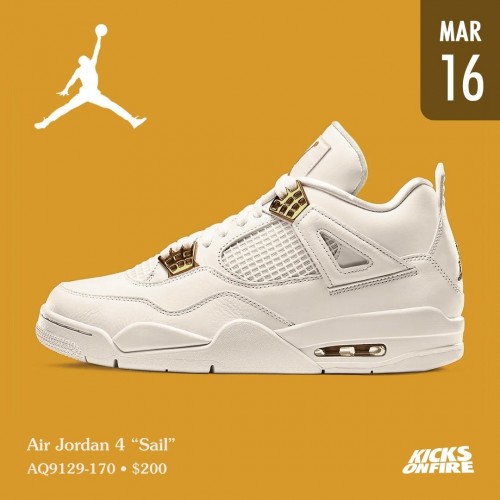 NK AIR JORDA_N RETRO 4 METALLIC GOLD [WHITE / GOLD] 3112025