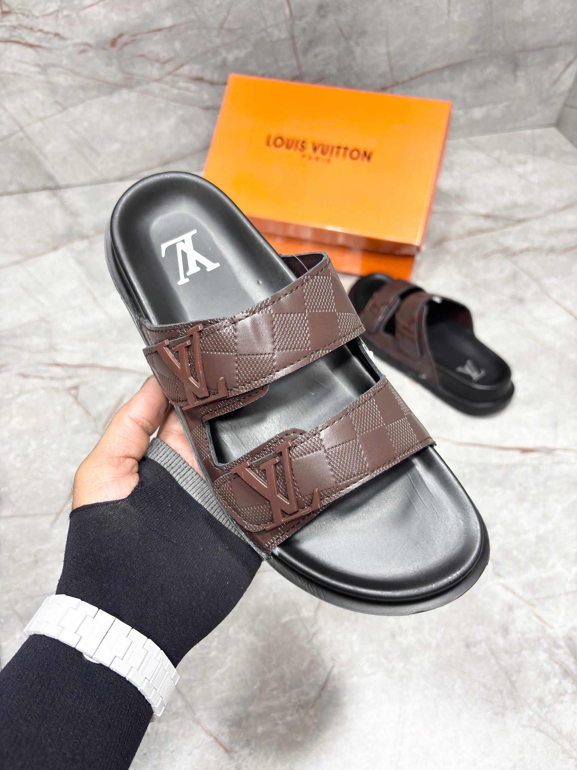 LVN VENICE MULE PREMIUM SLIDE [BROWN / BLACK] 0101026