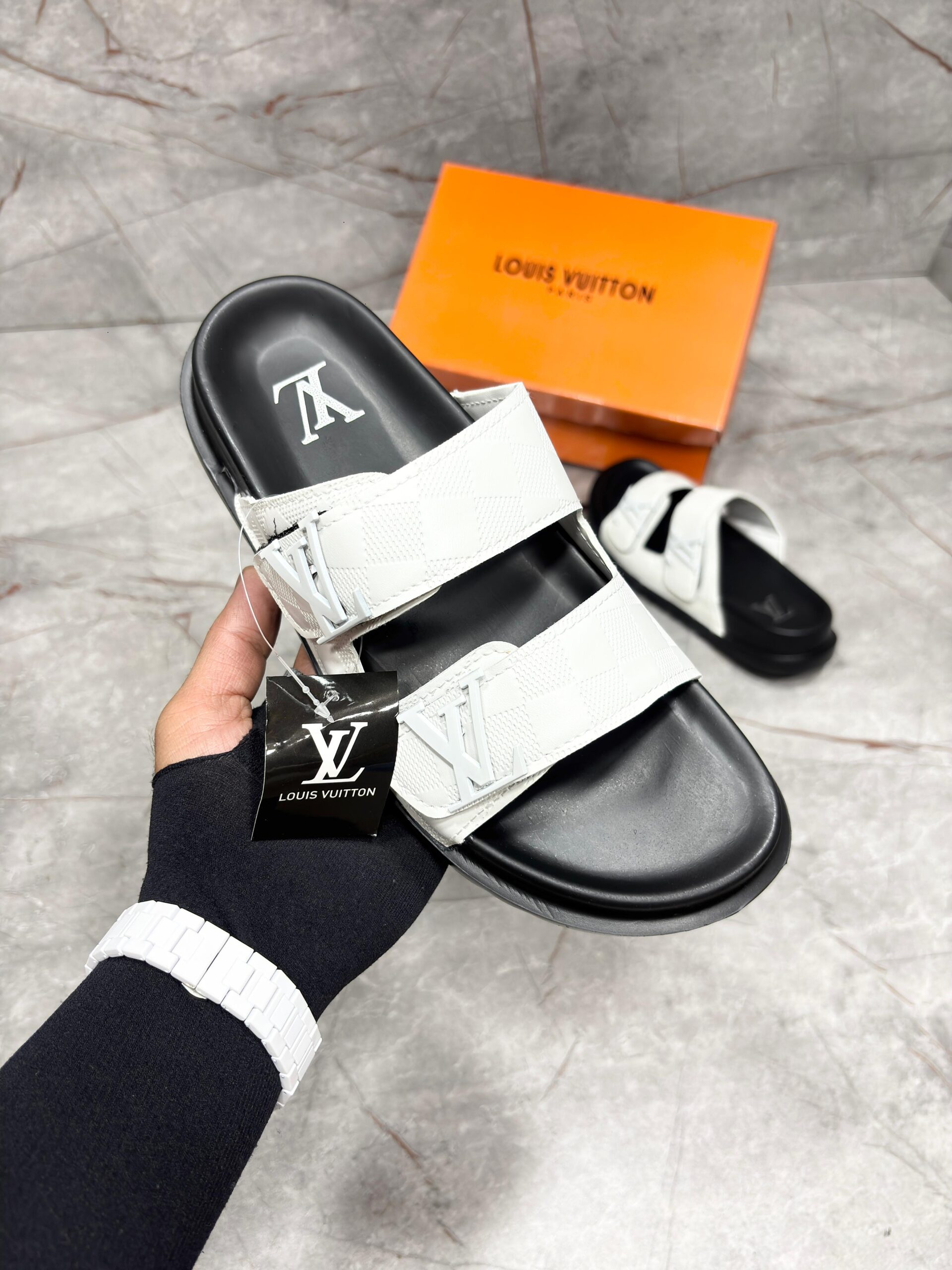 LVN VENICE MULE PREMIUM SLIDE [WHITE / BLACK] 0101026