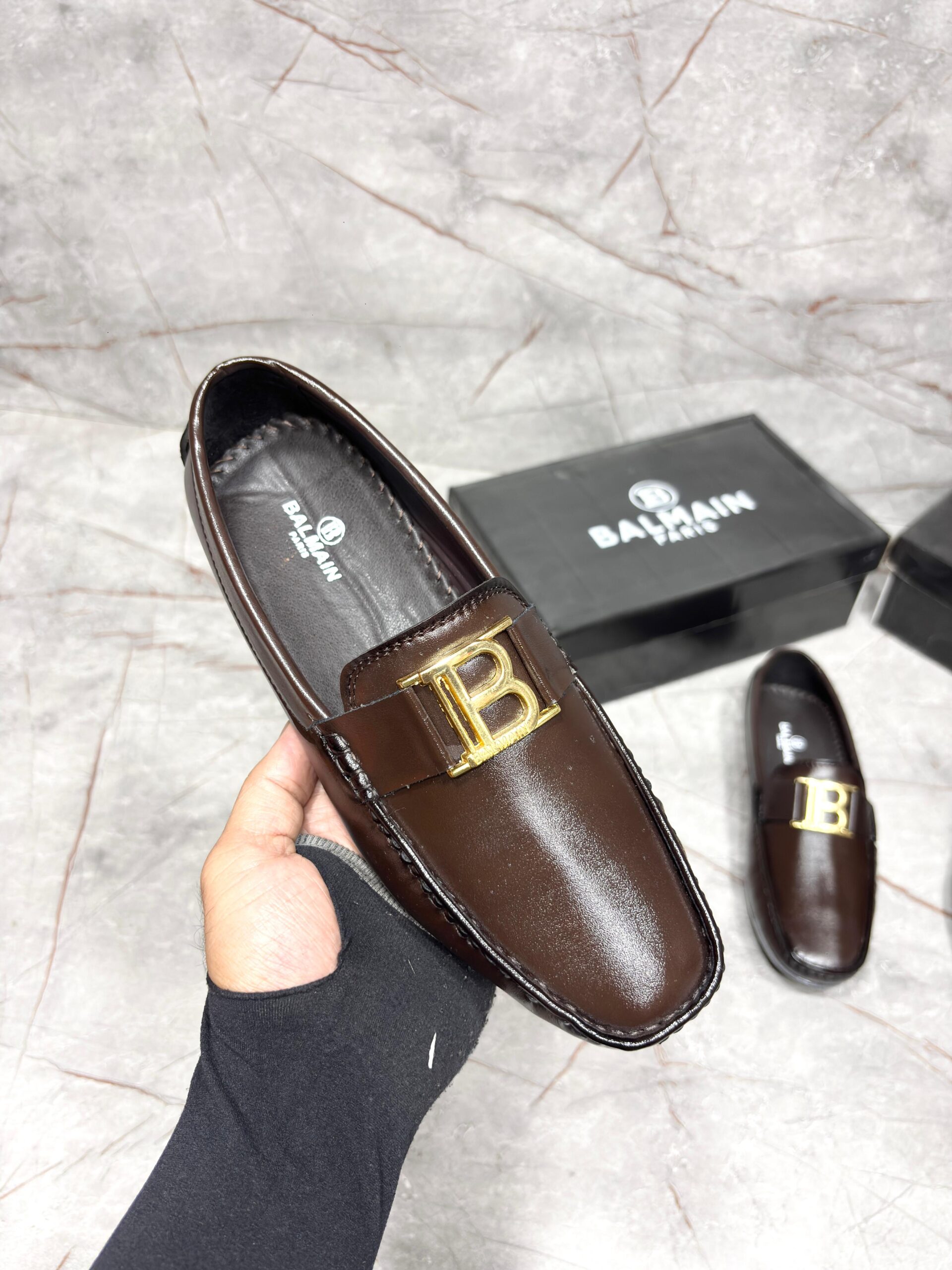 BLMN PARIS LEATHER LOAFERS [BROWN / GOLDEN] 2302026