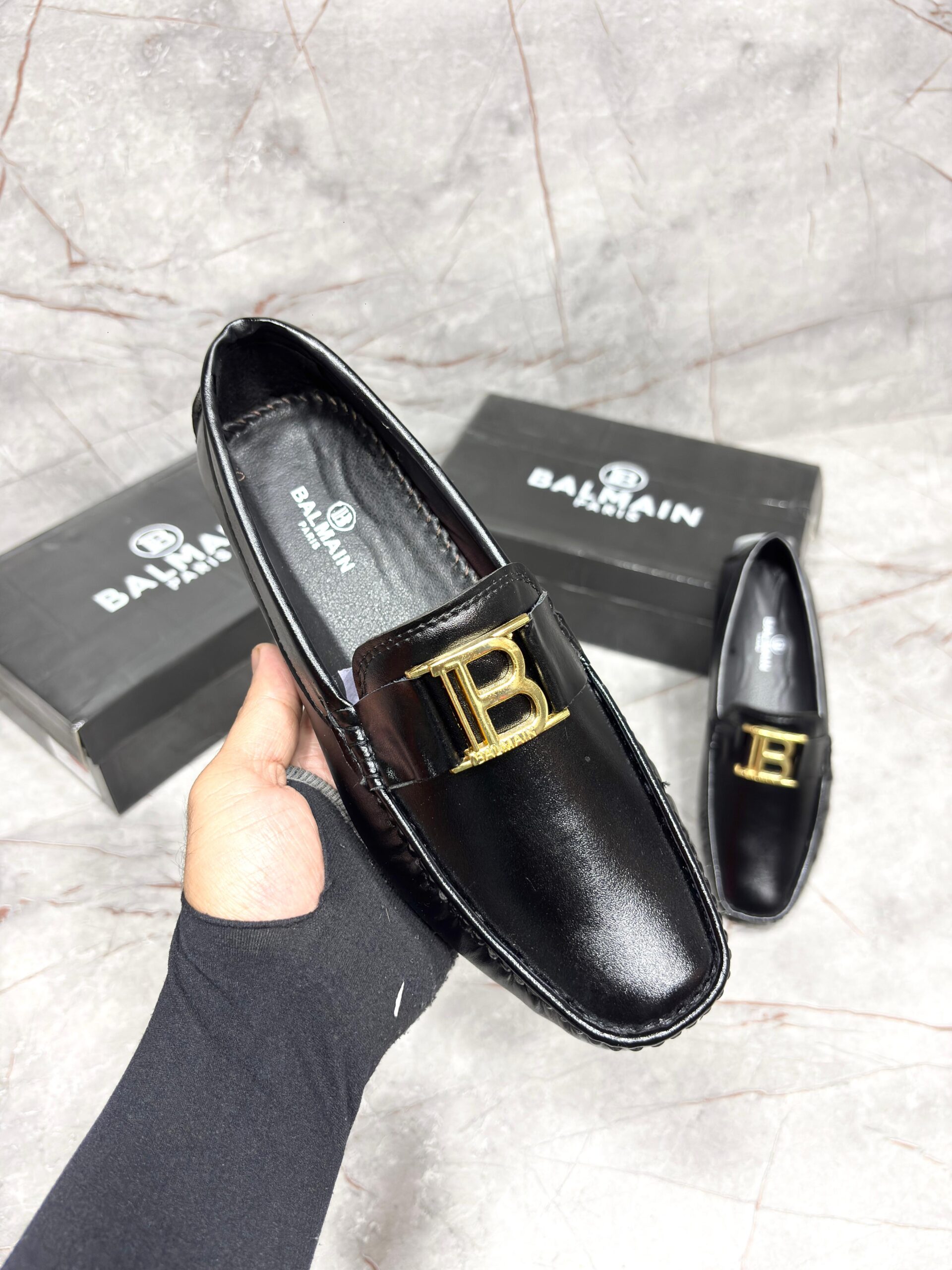 BLMN PARIS LEATHER LOAFERS [BLACK / GOLDEN] 2302026