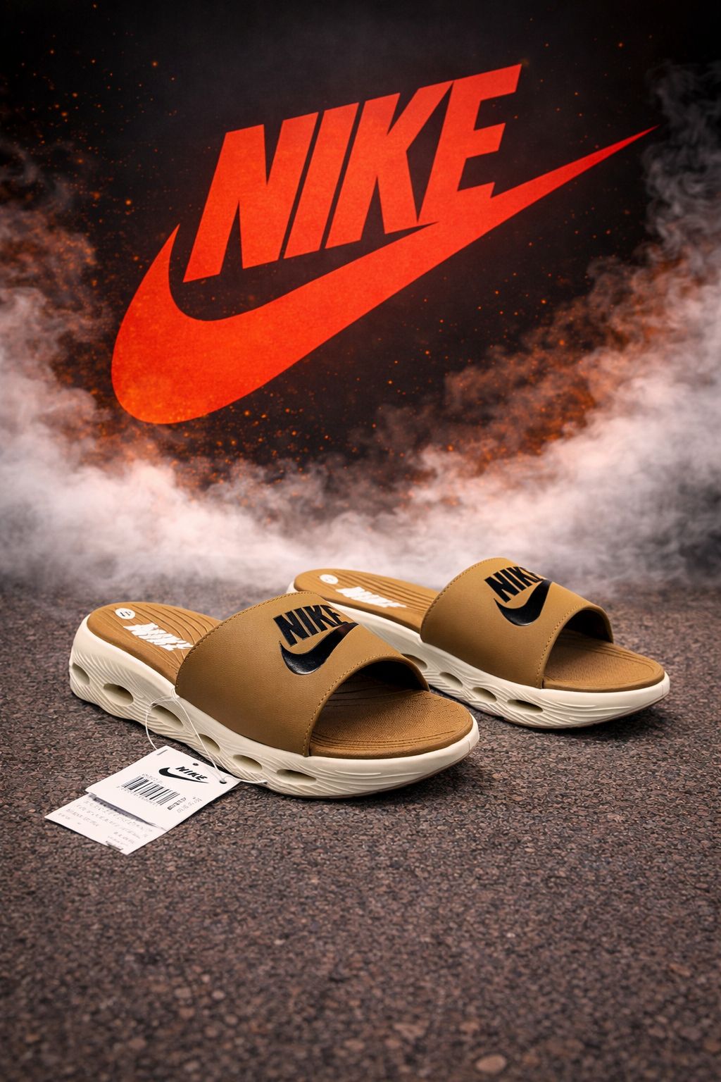 NK COMFORTRIDE CLASSIC SLIDES [BROWN / / BLACK / WHITE] 2302026