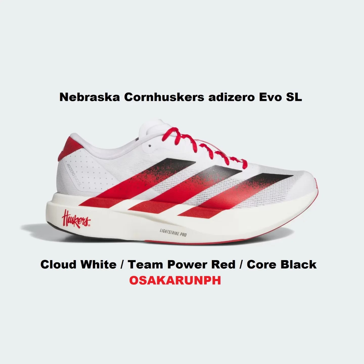 ADS ADIZERO EVO SL NEBRASKA CORNHUSKERS [WHITE / RED] 3103026