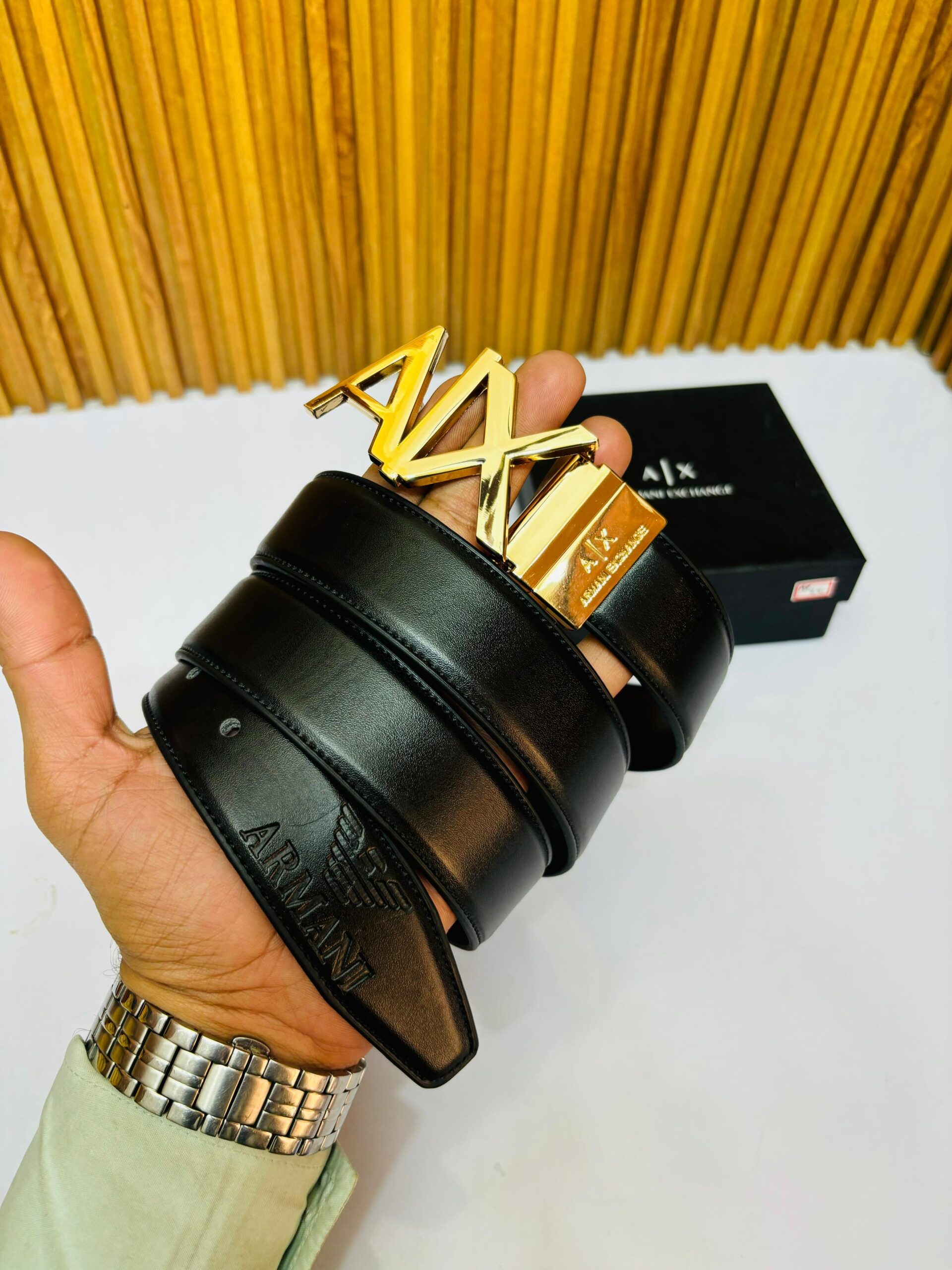 ARMN PRINTED PREMIUM QUALITY REVERSIBLE BELT [BLACK / GOLDEN] 0403026