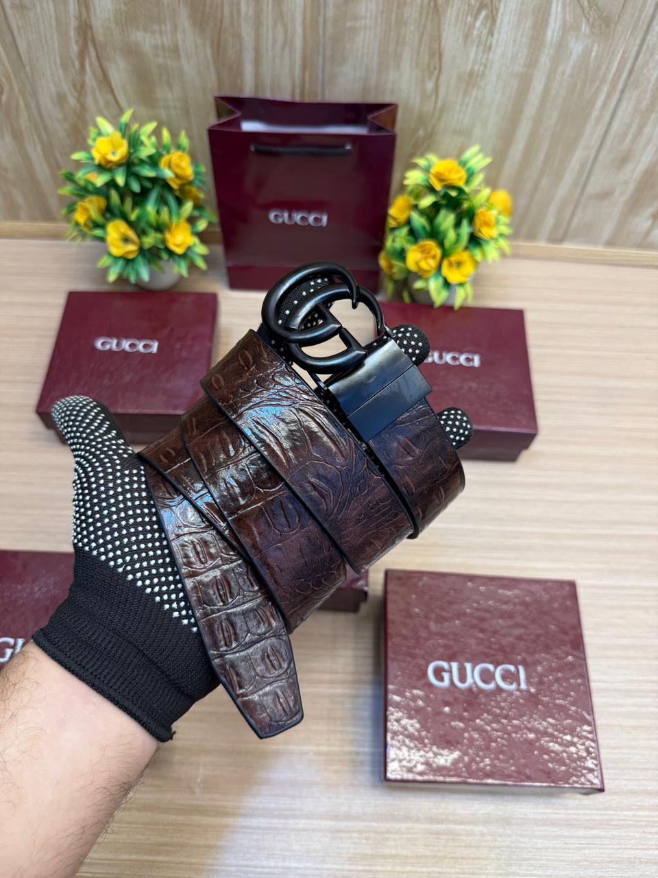 GC CROCODILE STRIP BELT [BLACK / BROWN / SILVER] 1803026
