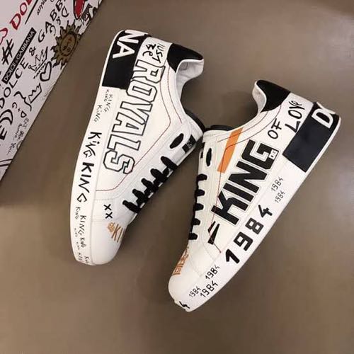 DOLCE GABBANA ROYAL KING PORTOFINO LEATHER SNEAKER