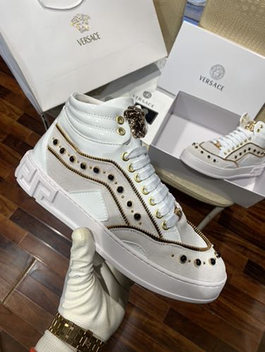 VERSACE DESIGNER MID ANKLE WHITE PREMIUM SNEAKER