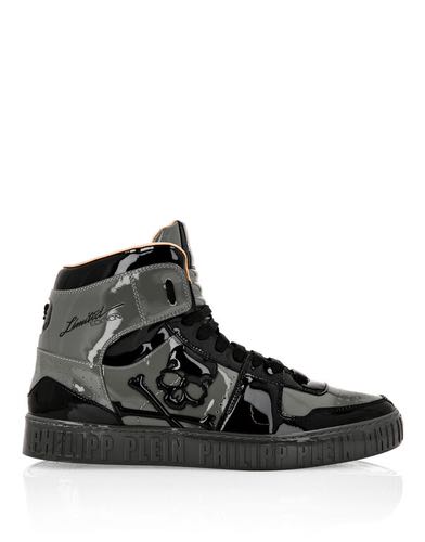 PHILIPPE PLEIN HI TOP NOTORIOUS SKULL PATENT PREMIUM SNEAKER