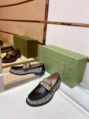 GUCC_I LOGO BLACK MONOGRAM PREMIUM LEATHER LOAFER