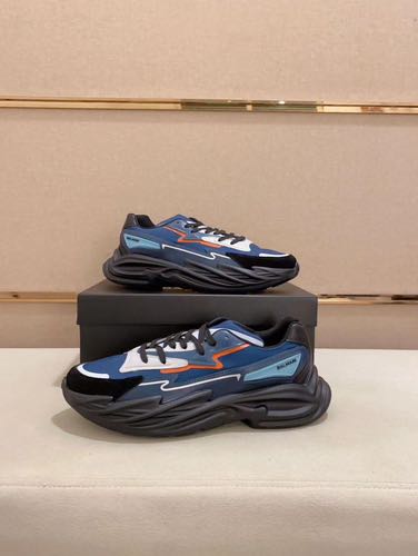 BALMAI_N RUN ROW BLUE PREMIUM LEATHER SNEAKER