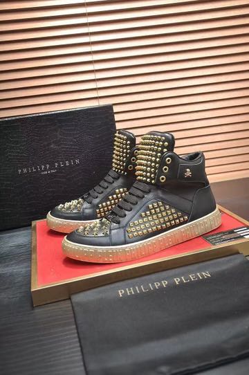 PHILIPP PLEIN STUD NAPPA BLACK GOLD MID TOP PREMIUM SNEAKER