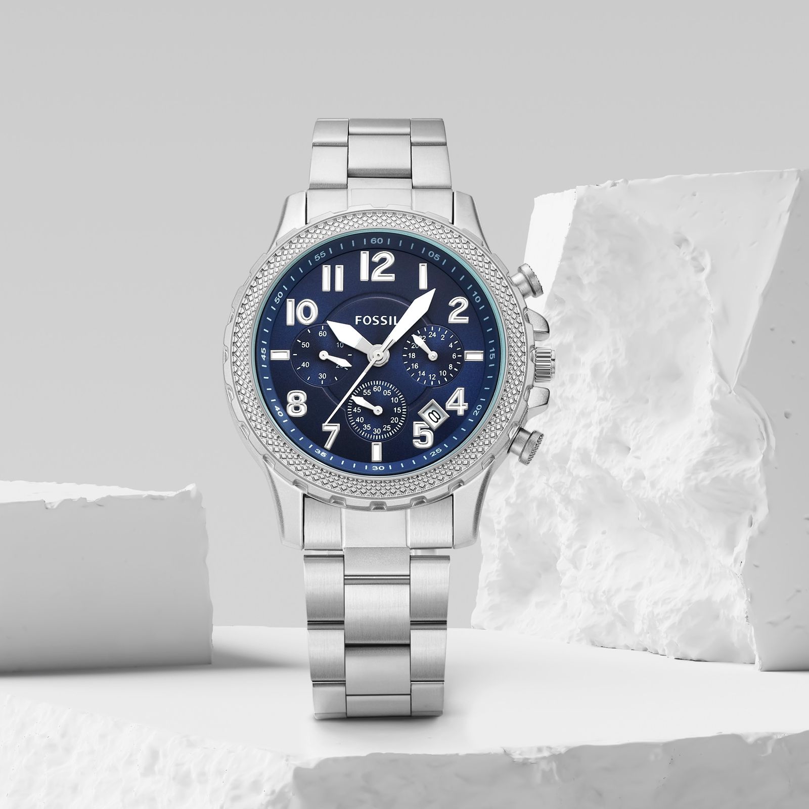 Fossi_l Bowman Chronograph Silver-Blue