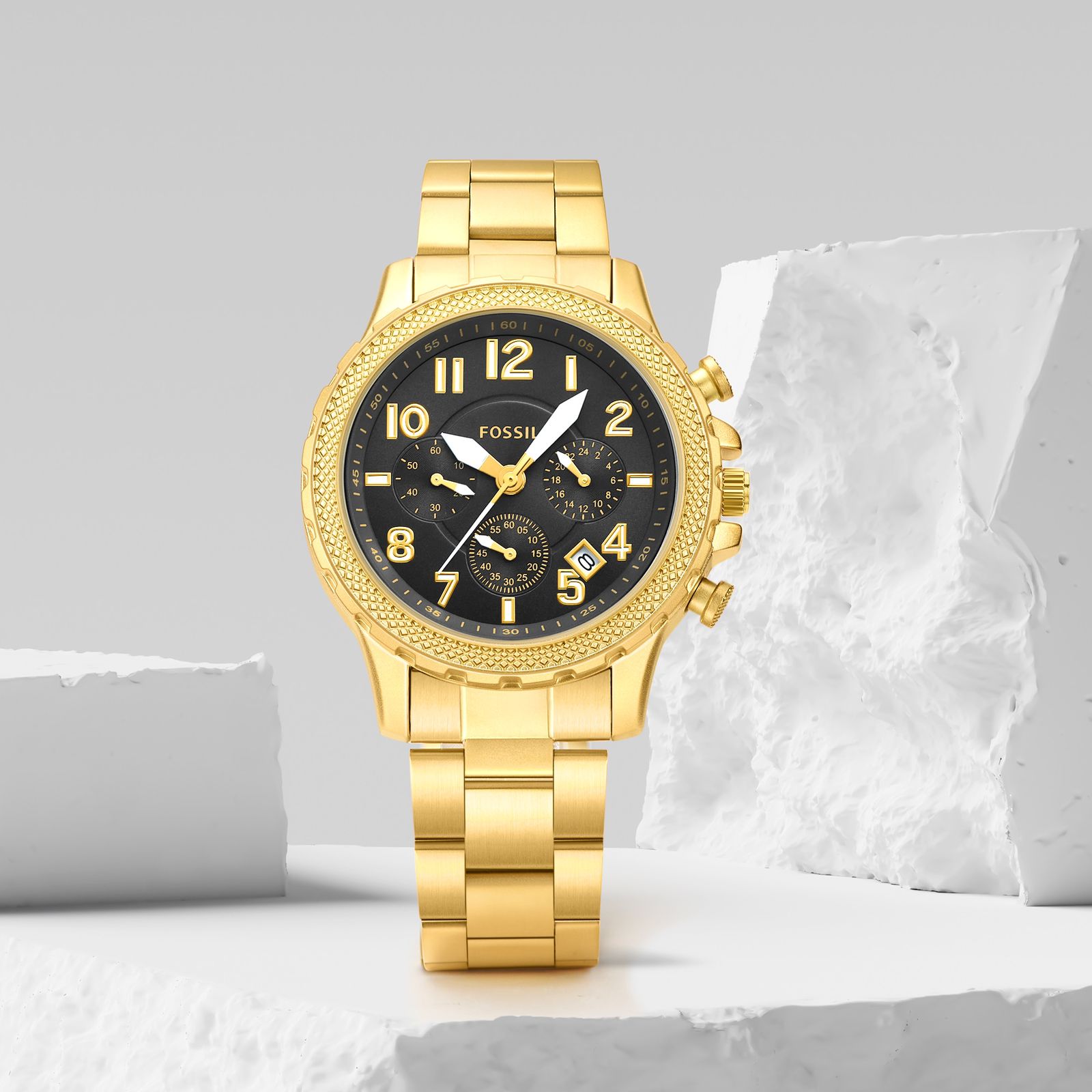 Fossi_l Bowman Chronograph Gold-Black