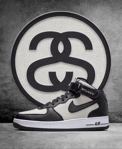 airforce 1 stussy mid light bone fixed
