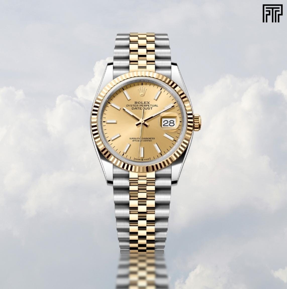 Role_x Oyster Perpetual Date Just 2Ton-Gold-Yellow Working Like Automatic