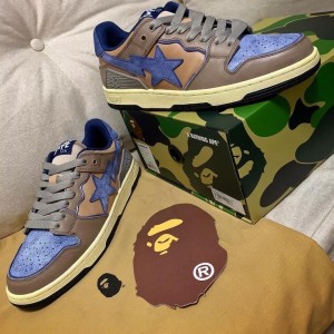 Bape Sta Low Make old Khaki Blue Special color scheme FIXED