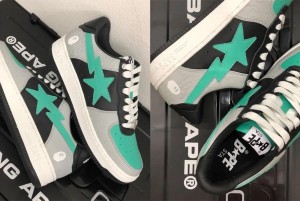 Bape Sta Low Top Sneaker Grey Green FIXED