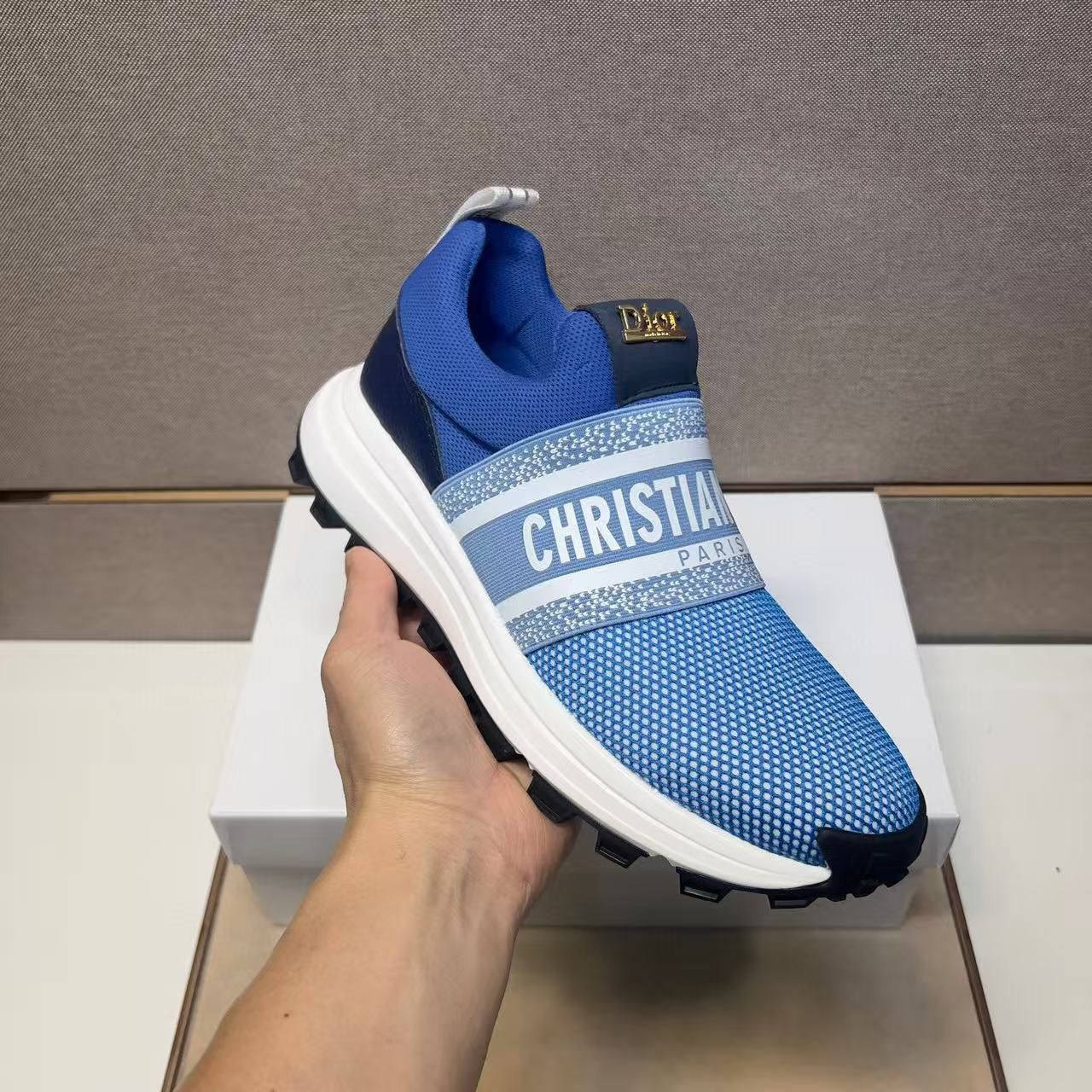 CHRISTIAN DIO_R LOGO BLUE IMPORTED PREMIUM SNEAKER