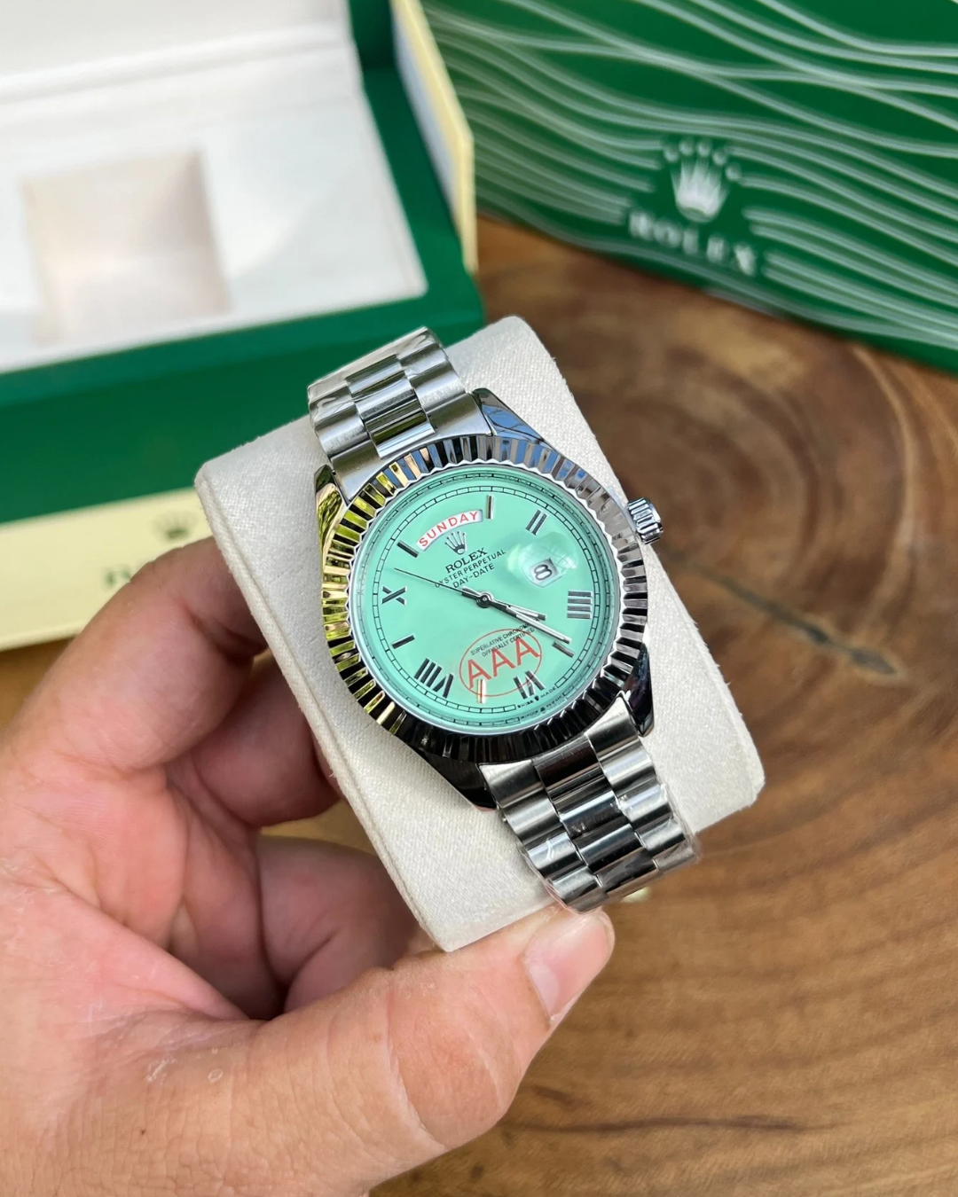 Role_x Oyster Perpetual Day Date Diamond 40 Battery Silver-Tiffny