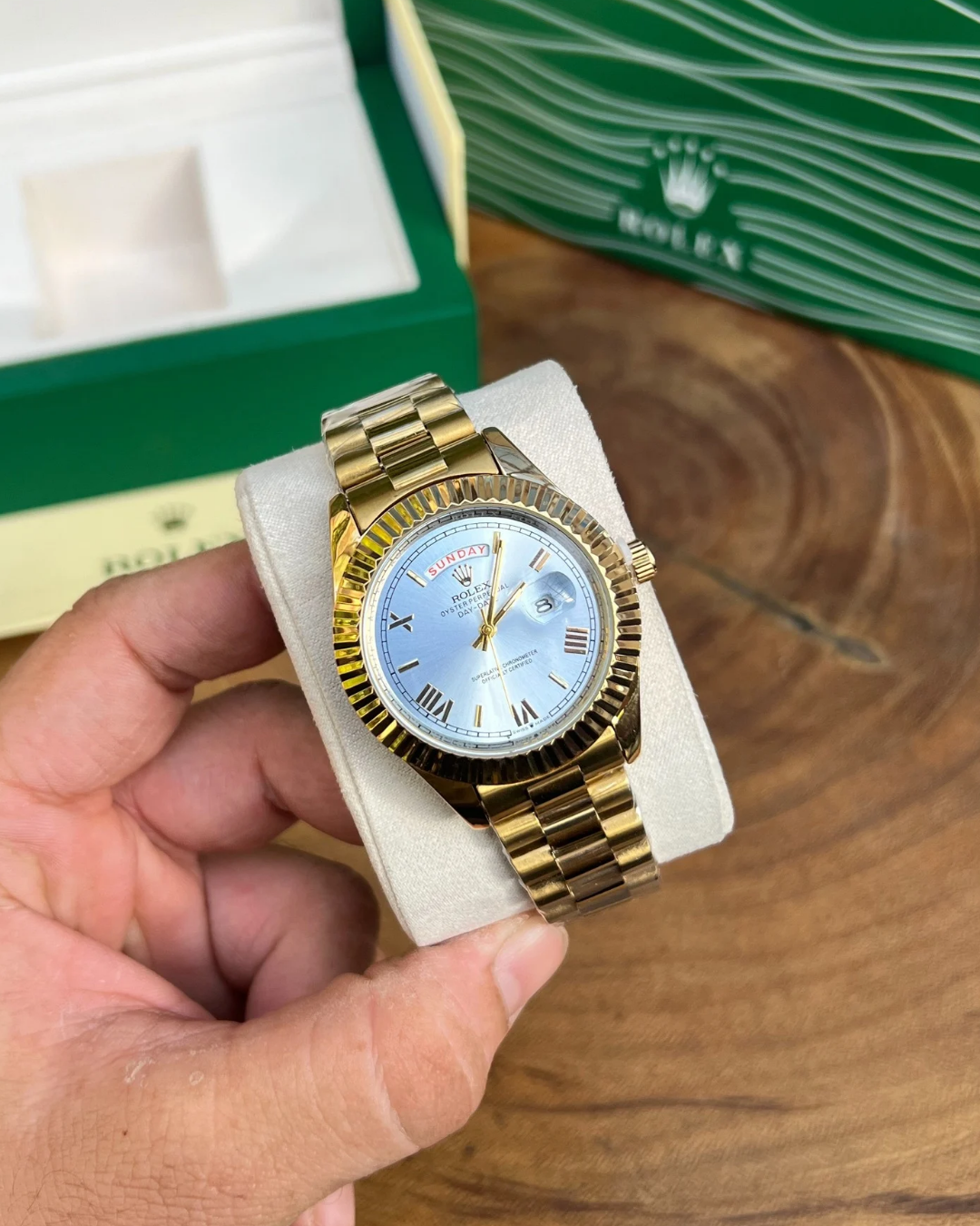 Role_x Oyster Perpetual Day Date Diamond 40 Battery Gold-Tiffny